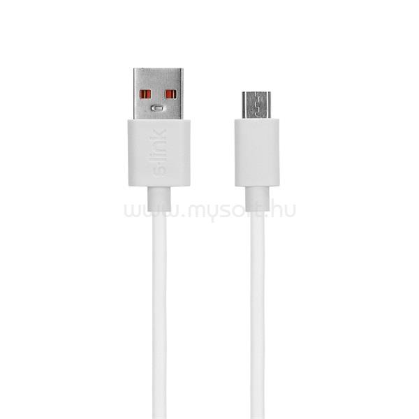 S-LINK kábel  -  AND-KC19B  (2.4A, Micro USB, 100cm adat+töltőkábel, fehér)