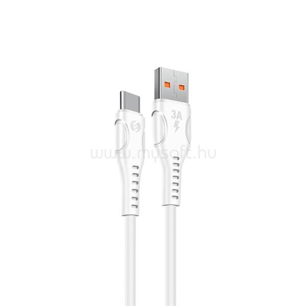 S-LINK kábel  -  SL-X243  (3A, 12W, Gyorstöltés, Type-C, 100cm adat+töltőkábel, fehér)