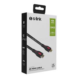 S-LINK Kábel - SL-HDM4K011 (HDMI2.0 kábel, 4K/60Hz, apa/apa, 1,5m) S-LINK_39704 small
