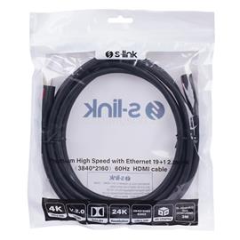 S-LINK Kábel - SL-HDM4K13 (HDMI2.0 kábel, 4K/60Hz, apa/apa, 3m) S-LINK_39705 small