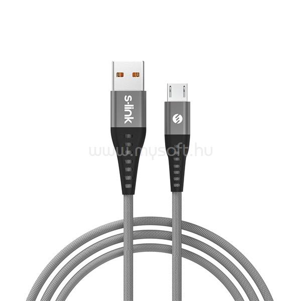 S-LINK kábel - SL-STM60M (3A, 12W, Gyorstöltés, Type-C, 100cm adat+töltőkábel, szürke)