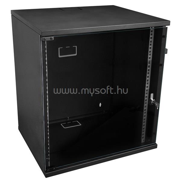 S-LINK Rackszekrény - 12U 19" fali kivitel (530x400mm, Flatpack, fekete)