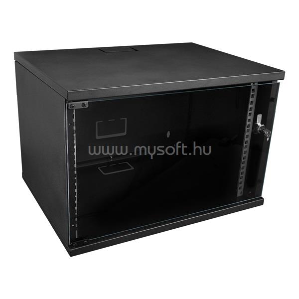 S-LINK Rackszekrény - 7U 19" fali kivitel (320x530x400mm, Flatpack, fekete)