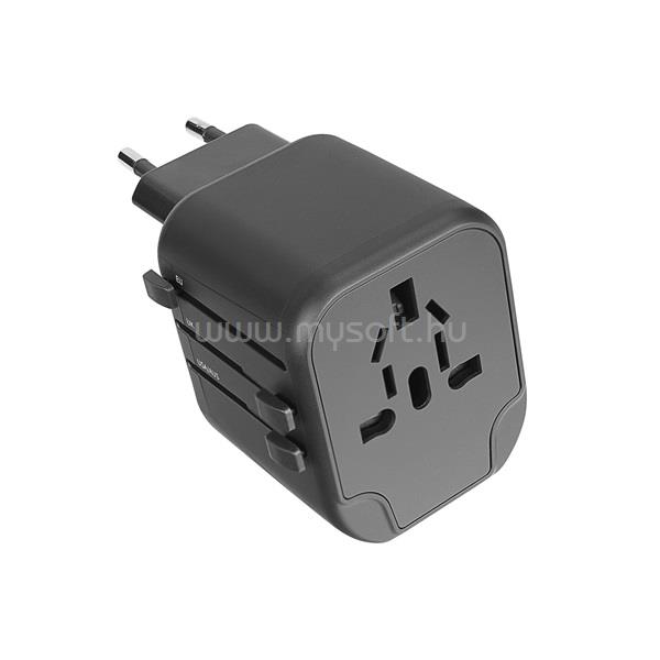 S-LINK SL-WL024 univerzális utazó adapter, Travel EU, UK, USA/AUS, 2xUSB-A, 2.4A