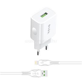 S-LINK Telefon töltő  -  AND-EC14B  (1db USB, 5V/1.3A, 5W, Lightning-USB 100cm adat+töltőkábel, fehér) S-LINK_36832 small