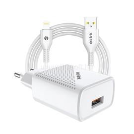 S-LINK SL-EC40L telefon töltő (1db USB, 5V/2.4A, 12W, Gyorstöltés, Lightning-USB 100cm adat+töltőkábel, fehér) S-LINK_35310 small