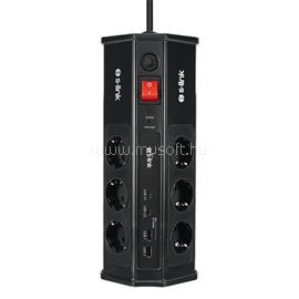 S-LINK Túlfeszültségvédő - PRZ03 (3m, 630 Joule, 2xUSB-A, 2xType-C, 2.4A/5V, 6000V, 6db schuko) S-LINK_42404 small