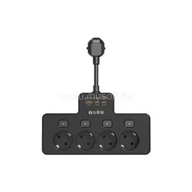 S-LINK Túlfeszültségvédő - PRZ08 (15cm, 210 Joule, USB-A, 2xType-C, 16A, 3.4A/5V, 3680W, 4db schuko, fekete) S-LINK_43253 small