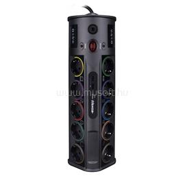S-LINK Swapp SP10AF túlfeszültségvédő (10 aljzat, max.3680 Watt, 1860 Joule, 2xUSB, gyermekvédelem, 1,8m kábel,fekete) S-LINK_17452 small