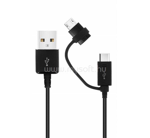 SAMSUNG SAMSUNG adatkábel 2in1 USB - microUSB/Type-C , OEM, FEKETE