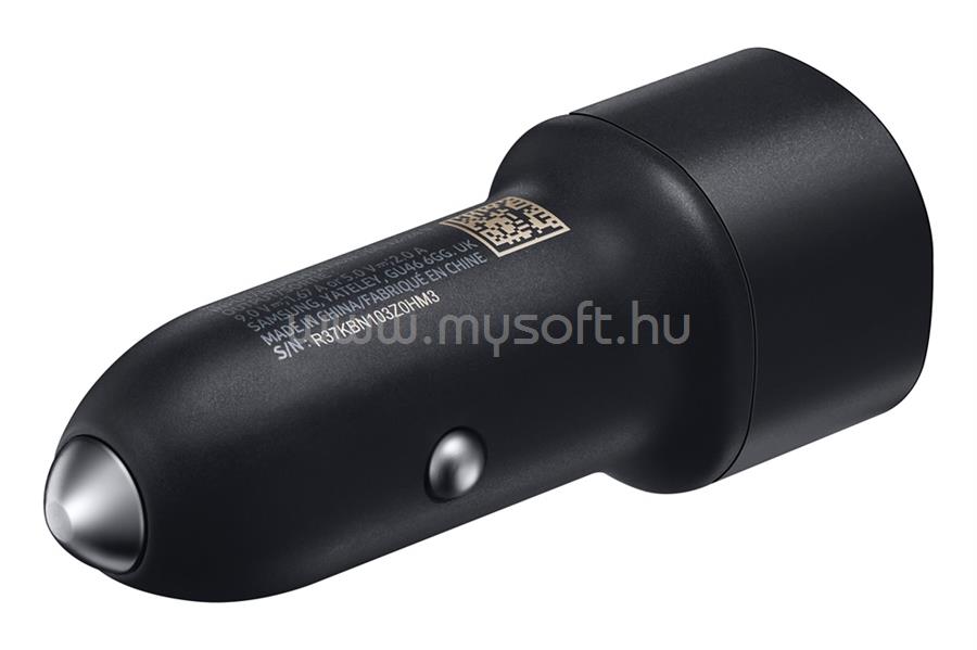 SAMSUNG autós töltő 2 USB aljzat 15W, gyorstöltő, FEKETE