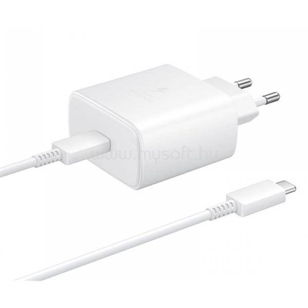 SAMSUNG hálózati töltő Type-C aljzat 45W, PD gyorstöltő 2.0 + 100cm Type-C kábel, FEHÉR