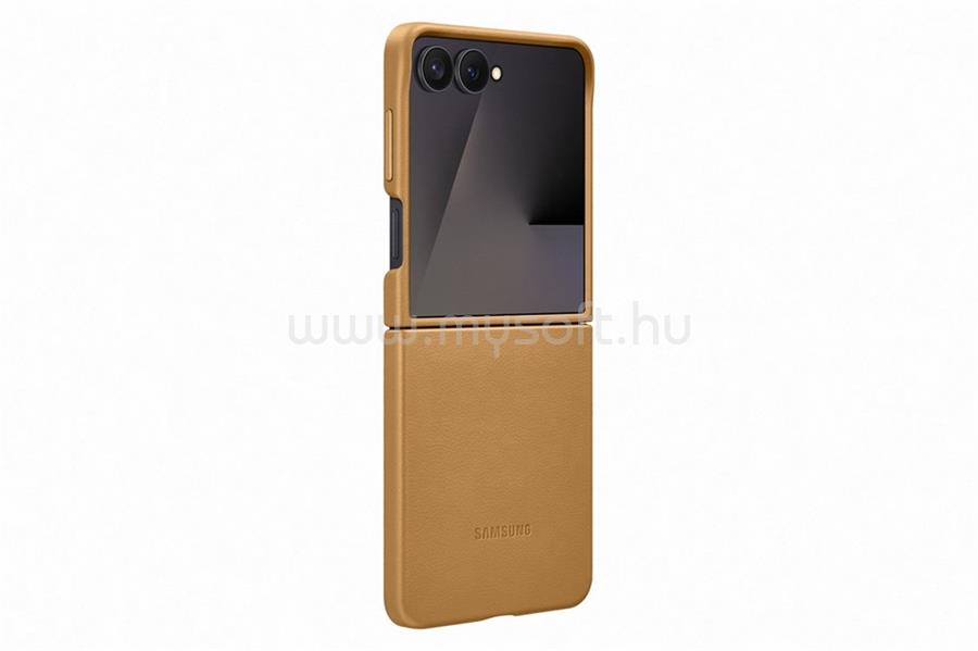 SAMSUNG Samsung Z Flip7 műanyag telefonvédő ECO vegán bőr hátlap BARNA