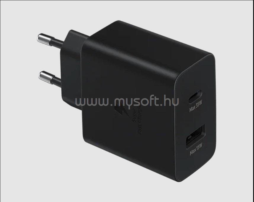 SAMSUNG hálózati töltő USB+Type-C aljzat 35W, PD gyorstöltő 3.0, FEKETE