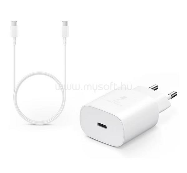 SAMSUNG hálózati töltő Type-C aljzat 25W, PD gyorstöltő 3.0 + 100cm Type-C kábel, FEHÉR