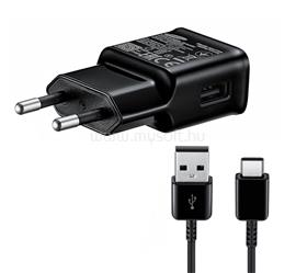 SAMSUNG hálózati töltő USB aljzat 15W, gyorstöltő + Type-C kábel, FEKETE EP-TA200EBE_TYPEC small