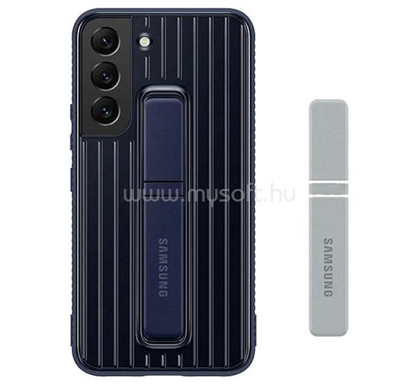 SAMSUNG Samsung S22 műanyag telefonvédő dupla rétegű, asztali tartó, SÖTÉTKÉK