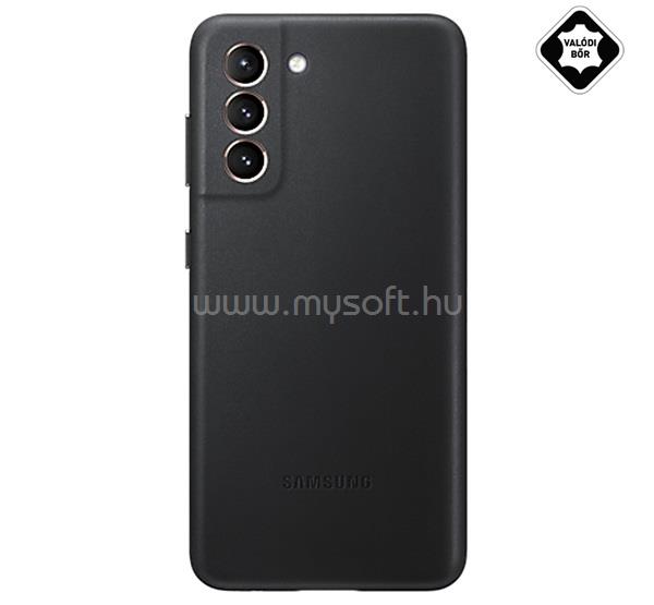 SAMSUNG Samsung S21 Plus SAMSUNG műanyag telefonvédő valódi bőr hátlap FEKETE