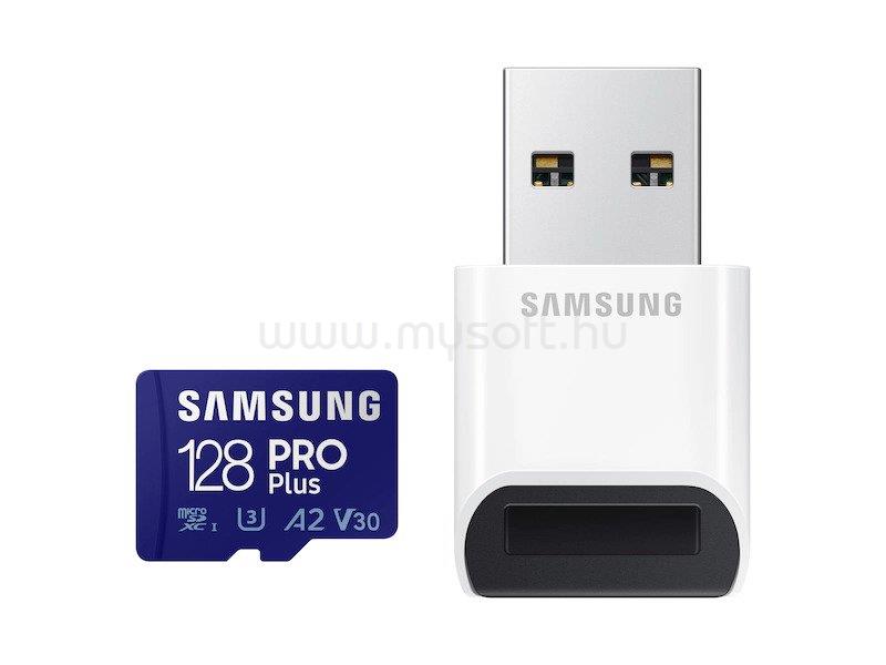 SAMSUNG Pro Plus 128GB microSD (MB-MD128KB/WW) memória kártya kártyaolvasóval