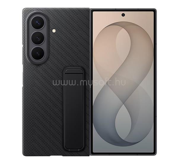 SAMSUNG Samsung Z Fold8 Ultra SAMSUNG szilikon telefonvédő kitámasztó, karbon minta, FEKETE