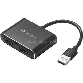 SANDBERG Átalakító - USB to 2xHDMI Link (Bemenet: USB-A 2.0, Kimenet: 2x HDMI(anya), 1080p) SANDBERG_134-35 small