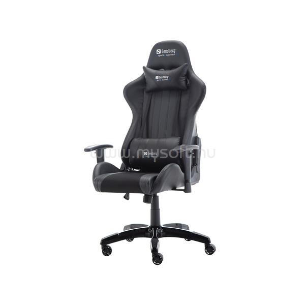 SANDBERG Commander Gaming Chair gamer szék (fekete; áll. dőlés/magasság; párnázott kartámasz; PU+szövet; max.150kg-ig)
