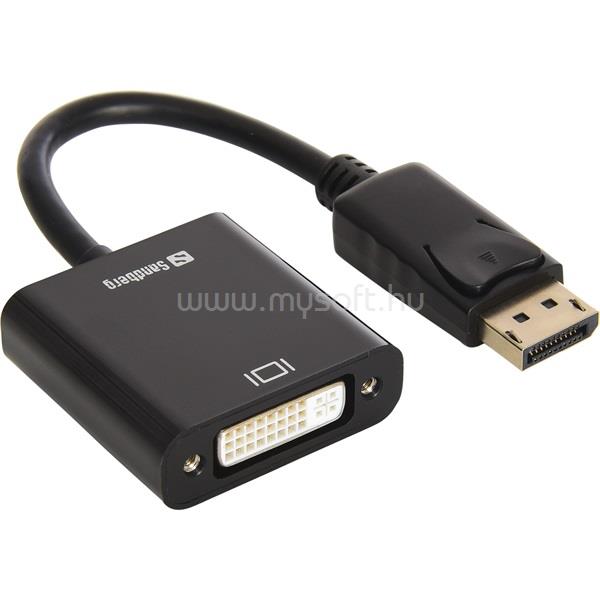 SANDBERG Kábel Átalakító - DisplayPort - DVI (DisplayPort 1.1 apa - DVI-D 1.0 anya; fekete)