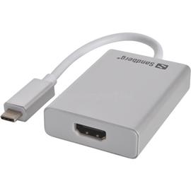 SANDBERG Kábel Átalakító - USB-C to HDMI Link (ezüst; USB-C bemenet; HDMI (anya) kimenet; 2048x1152@32bit) SANDBERG_136-12 small