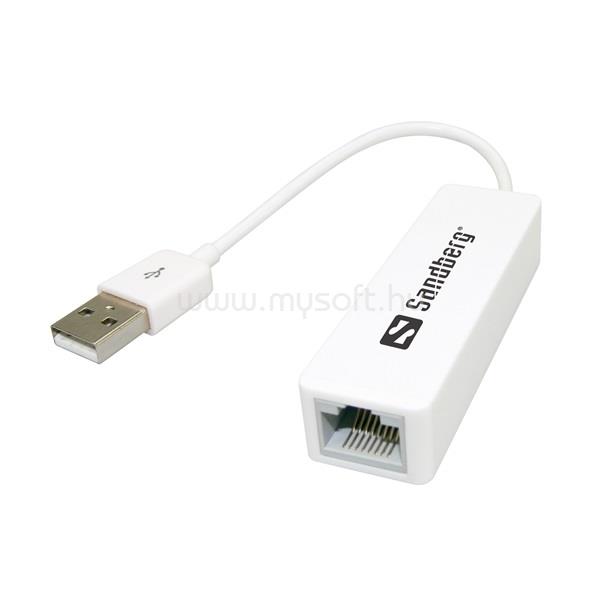 SANDBERG Kábel Átalakító - USB to Network Converter (fehér; USB bemenet - RJ45 kimenet; 10/100Mbps)