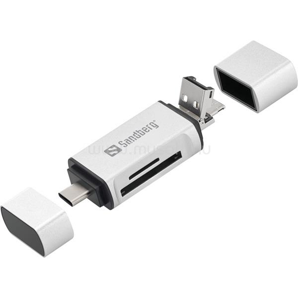 SANDBERG Kártyaolvasó - Multi Card Reader (fehér-fekete; USB; SD;SDHC;SDXC;XD;MS;CF)