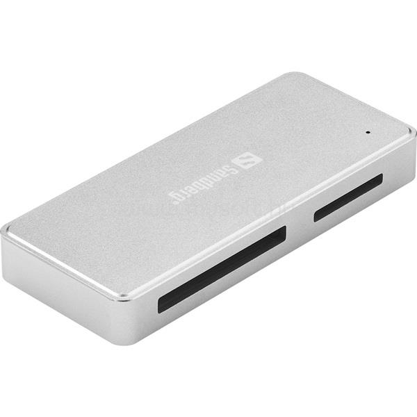 SANDBERG Kártyaolvasó - USB-C+A CFast+SD Card Reader (Csatlakozók: USB-A+2x USB-C, SD/SDHC/SDXC/CFast)
