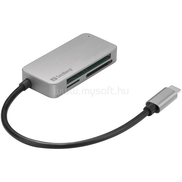 SANDBERG USB-C Multi Card Reader Pro kártyaolvasó (USB-C; SD/SDHC/SDXC/CF/MMC/T-Flash/MicroSD)