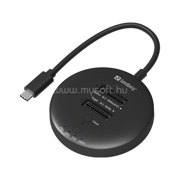 SANDBERG M.2 SSD dokkoló -USB3.2 Cloner Dock for M2+NVMe