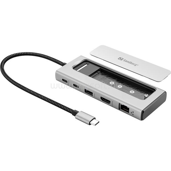 SANDBERG Notebook Dokkoló - USB-C 6in1 Travel Dock SSD Case