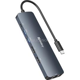 SANDBERG Notebook Dokkoló - USB-C 8K Display Dock (Bemenet: USB-C; Kimenet: HDMI+DP+2xUSB-A3.0+USB-C+RJ45; 8K/30Hz) SANDBERG_136-43 small