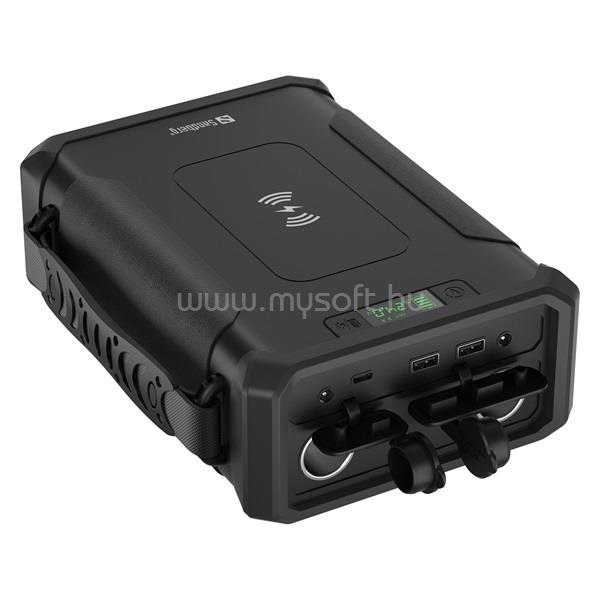 SANDBERG Survivor Powerbank 8in1 96000 (IPX4,Bemenet: DC, Kimenet: DC+2xUSB-A QC+1xUSB-C+2x szivargyujtó, Qi)