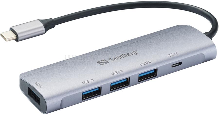 SANDBERG USB-C to 4 x USB 3.0 Hub SAVER (USB-C bemenet; 4xUSB3.0 kimenet)