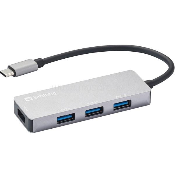 SANDBERG USB Hub - USB-C Hub 1xUSB3.0+3x2.0 SAVER (USB-C bemenet; 1xUSB3.0+3xUSB2.0 kimenet)