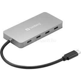 SANDBERG USB Hub - USB-C to 4 x USB-C Hub (Bemenet: USB-C, Kimenet: 4x USB-C, 15cm, ezüst) SANDBERG_136-41 small