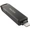 SANDISK 186554 256GB USB C/Apple Lightning iXPAND LUXE Flash Drive (fekete) 186554 small