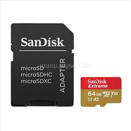 SANDISK Extreme microSDXC 64GB  CL10 A2 V30 memóriakártya + adapter SDSQXAH-064G-GN6MA small