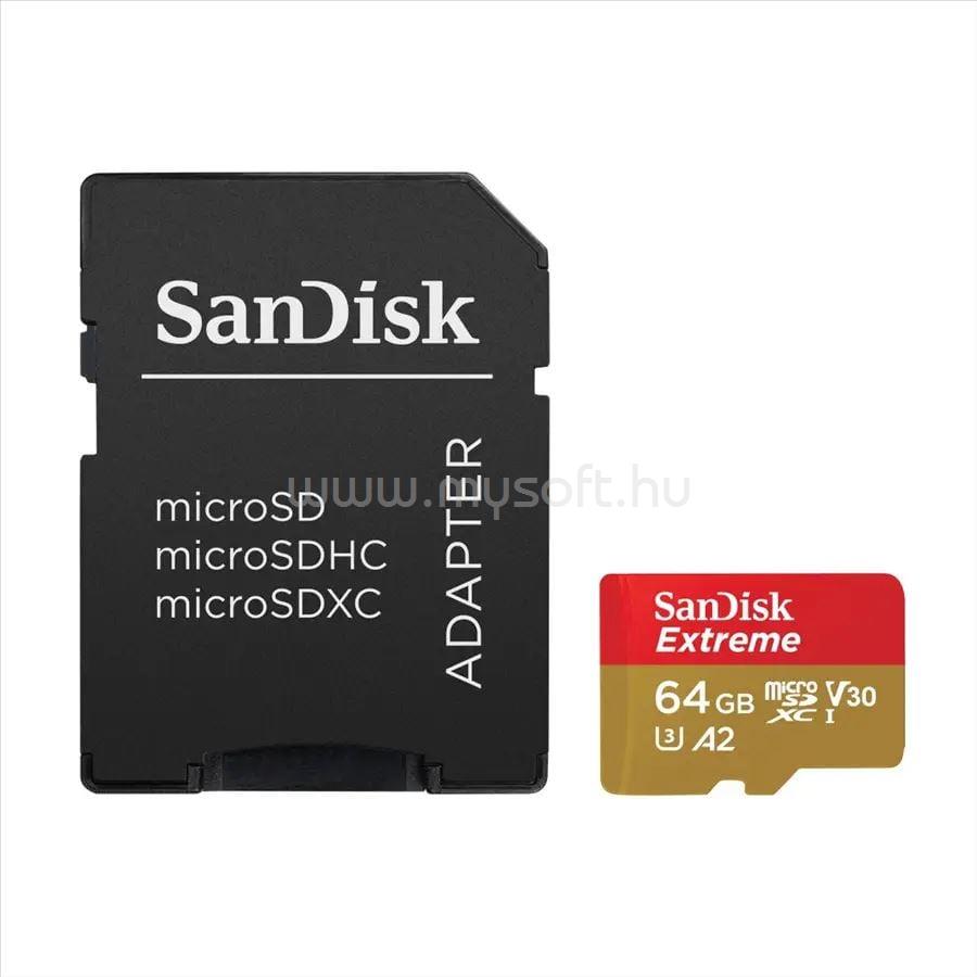SANDISK Extreme microSDXC 64GB  CL10 A2 V30 memóriakártya + adapter