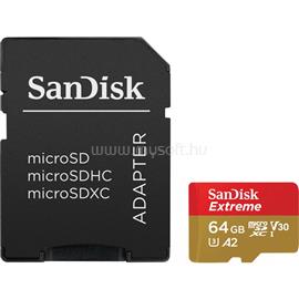 SANDISK EXTREME MICROSDXC 64GB + SD ADAPTER 160 MB/s 60 MB/s Class10 UHS-I U3 V30 memóriakártya SANDISK_SDSQXAH-064G-GN6AA small