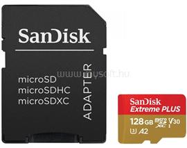 SANDISK EXTREME PLUS MICROSDXC 128GB+SD ADAPTER 200MB/S 90MB/S Class 10 UHS-I U3 V30 A2 memóriakártya SANDISK_SDSQXBD-128G-GN6MA small