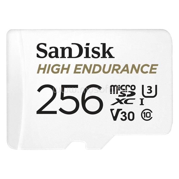 SANDISK MicroSD kártya - 256GB microSDXC High Endurance (100 MB/s, Class 10 U3, V30) + adapter