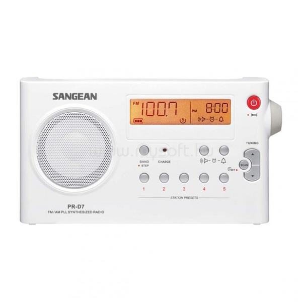 SANGEAN PR-D7PACKAGE W hordozható szintézeres AM/FM fehér táskarádió