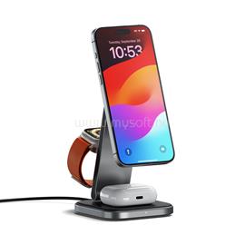 SATECHI 3-in-1 Foldable Qi2 Wireless Charging Stand with Type A,C,G plugs - Space Gray ST-Q31FM-EA small