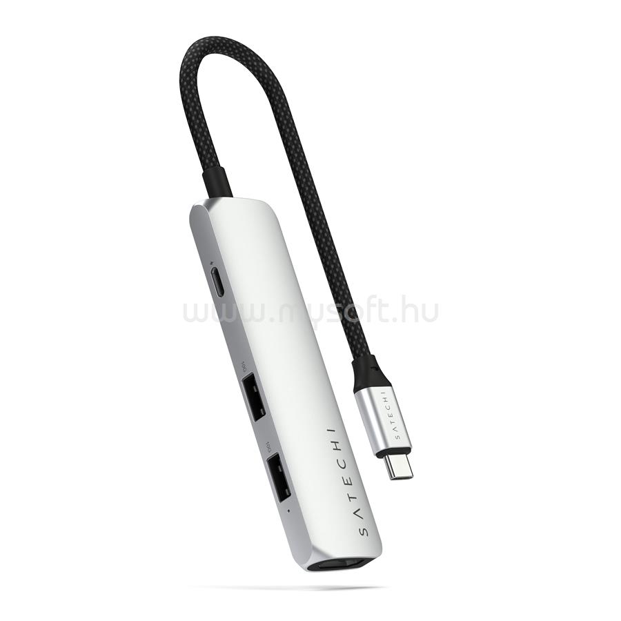 SATECHI 4-in-1 USB-C Slim Multiport Adapter 4K - Silver