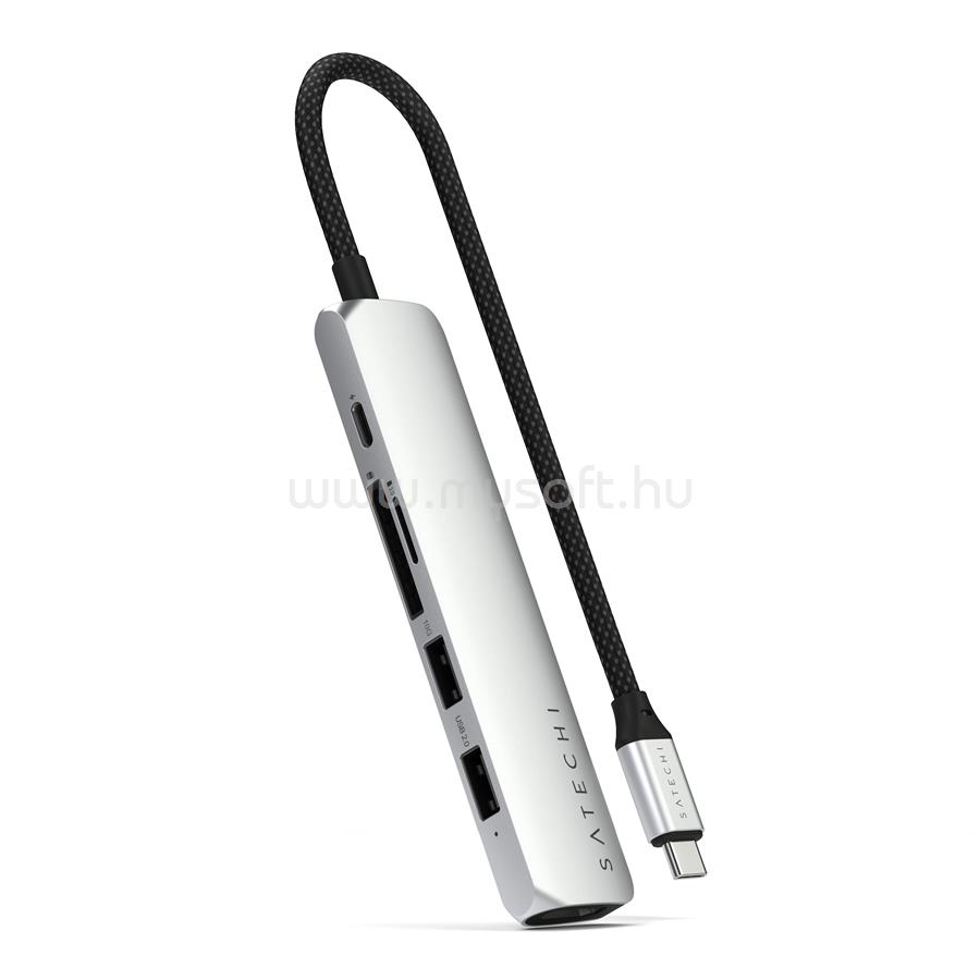 SATECHI 6-in-1 USB-C Slim Multiport Adapter - Silver