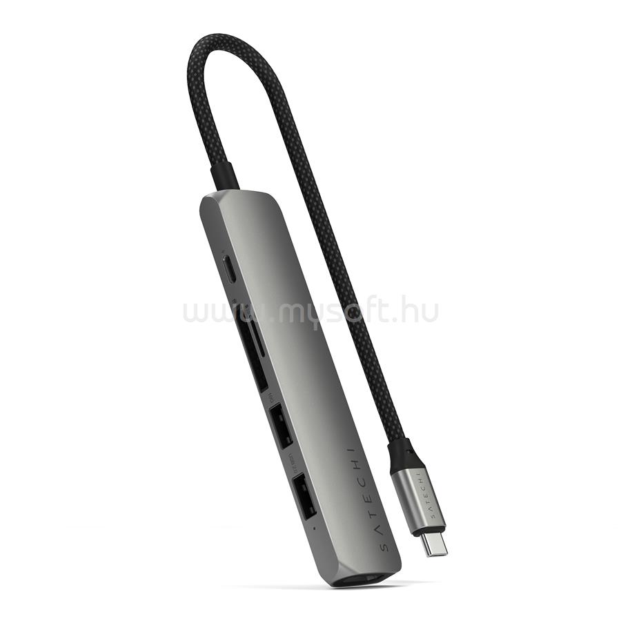 SATECHI 6-in-1 USB-C Slim Multiport Adapter - Space Grey